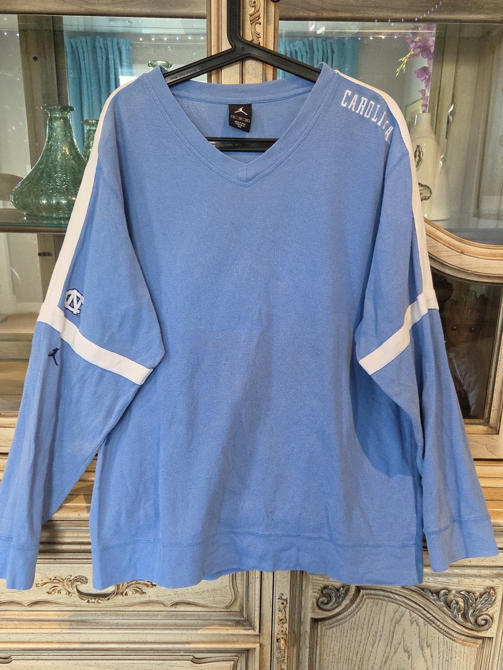 Jordan x North Carolina Light Blue V-Neck Sweater - Men's